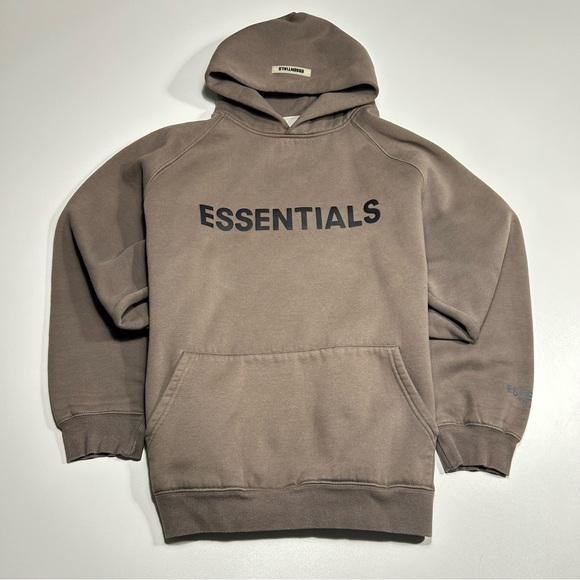 Essentials Other - Fear of God Essentials Taupe 3D Silicon Applique Pullover Hoodie Brown Men’s XL